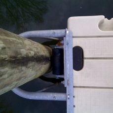 ez dock anchored to wooden pylon